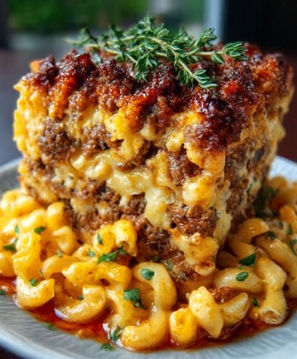 Mac and Cheese Meatloaf Casserole