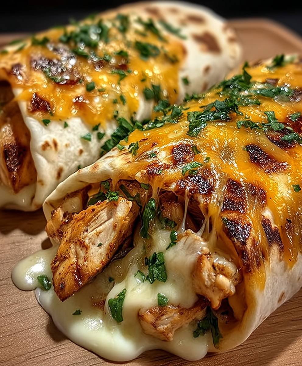 Cheesy Garlic Chicken Wraps