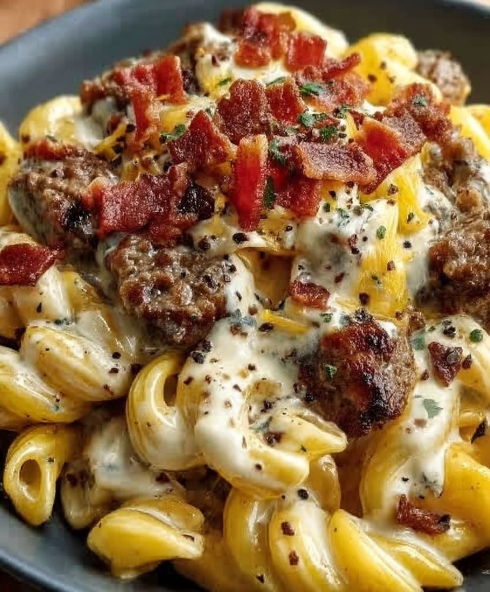 Bacon Cheeseburger Alfredo Pasta