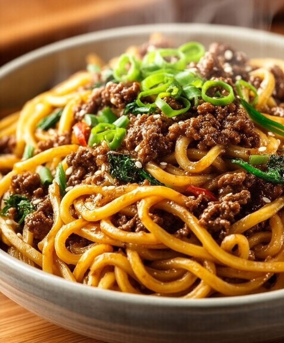 Mongolian Ground Beef Noodles Recipe image 2