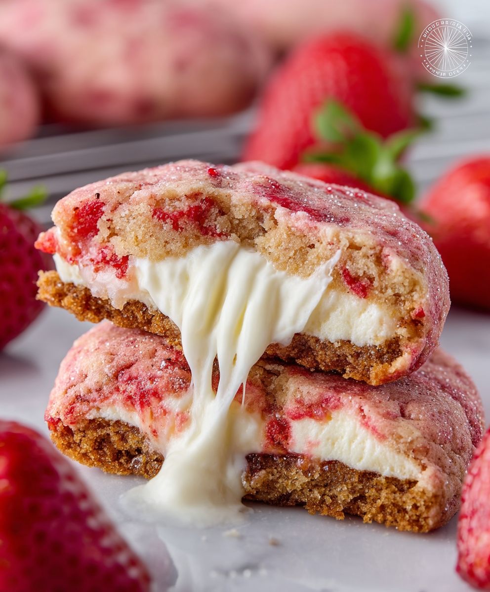 Valentines Day Dessert Ideas | Pink Strawberry Cheesecake Cookies image 2